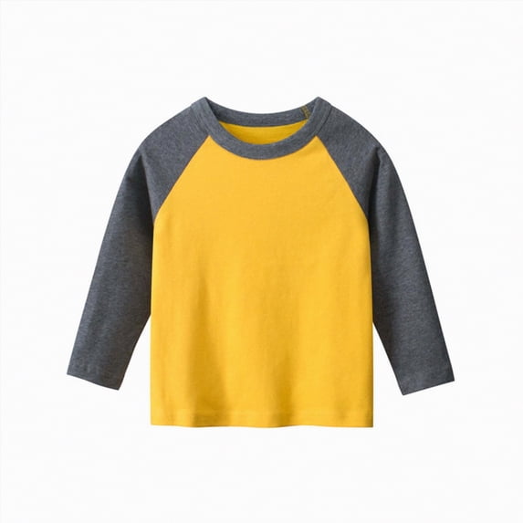 HCNTES Toddler Baby Girls Boys Long Sleeve Shirts Raglan Shirt Baseball Tee Cotton T-Shirts(Yellow,3-4 Years)