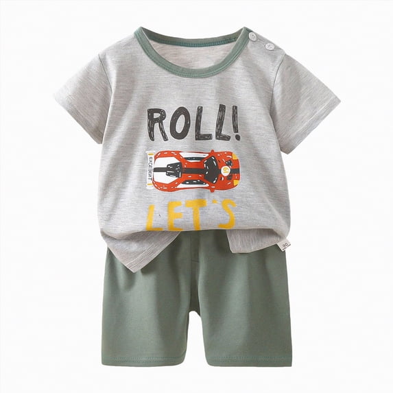 HCNTES Toddler Baby Girls Kid Outfits Set Children's Summer Outfit Short Sleeve T-shirt Elastic Waist Shorts 2 Piece Short Set For 12-24 Months 2t 3t 4t 5t 6t 7t Kid Short Pajamas, 6-9 Months