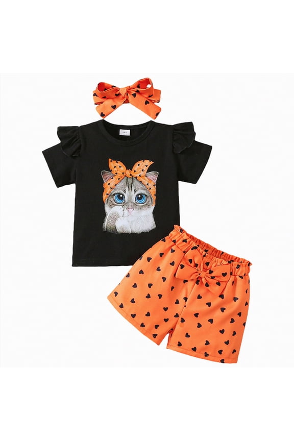 Toddler Baby Girls Spring Summer Clothes Short Sleeves T-Shirt Tops + Shorts Cute Outfits Set For 6-24 Months 2t 3t 4t 5t 6t 7t 8t Kid School Activities, 3-4 Years