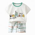 thumbnail image 1 of HCNTES Toddler Baby Girls Summer Clothes Kid Outfits Boys Short Sleeves T-Shirt Tops + Shorts Cute Outfits Set For Kids 2t 3t 4t 5t 6t 7t Kids Daily School Activities(H01-White,6-9 Months), 1 of 4