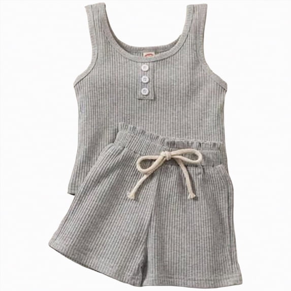 HCNTES Toddler Baby Infant Newborn Girl 2 Piece Outfits Girls Summer Clothes Kids Sport T Shirts and Kid Shorts Clothing Sets For 3-24 Months 2t 3t 4t 5t 6t 7t Children, 18-24 Months