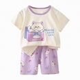 thumbnail image 1 of HCNTES Toddler Baby Spring Summer Clothes Set Short Sleeves T-Shirt Tops + Shorts Cute Outfits Set Kid Shorts Girls For 6-24 Months 2t 3t 4t 5t 6t 7t 8t 9t Kid School Activities, 18-24 Months, 1 of 4