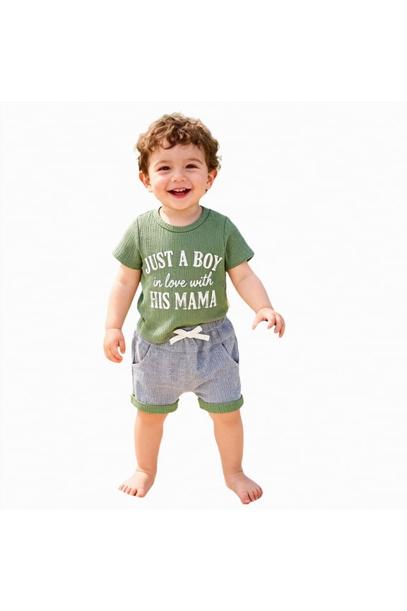 Toddler Baby Summer Clothes Kid Outfits Boys Short Sleeves T-Shirt Tops + Shorts Cute Outfits Set For 2t 3t 4t 5t 6t 7t Kid Short Set(X-Green,6-12 Months)