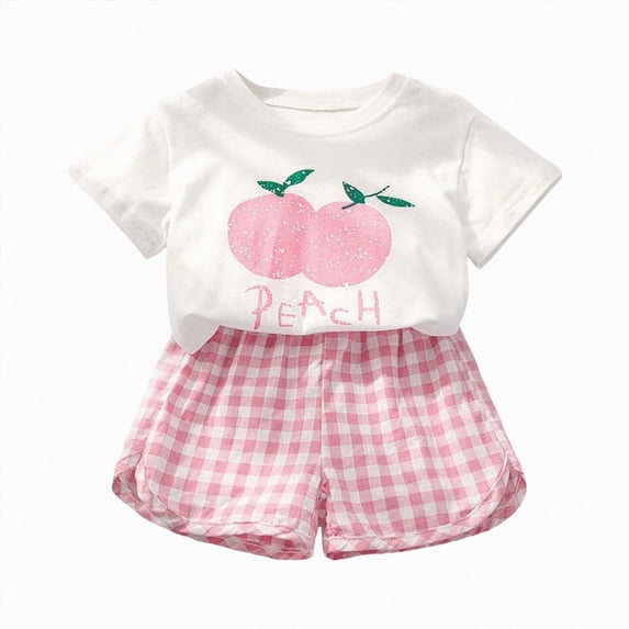 HCNTES Toddler Baby Summer Clothes Set Short Sleeves T-Shirt Tops + Shorts Cute Outfits Set Kid Shorts Girls For 12-24 Months 2t 3t 4t 5t 6t 7t Baby Summer Short Set