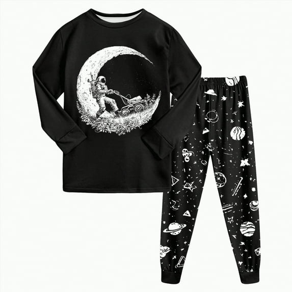 HCNTES Toddler Boy 2-piece Pajamas All-Weather Sleepwear Pjs Set Dailywear & Loungewear Outfits Set for Baby Boy(A01-Black,7-8 Years)