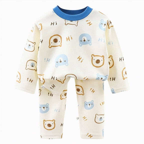 HCNTES Toddler Boy 2-piece Pajamas Sleepwear Pjs for Baby All-Weather Loungewear Outfits Set Long SleevePullover Tops and Pants Set for Kids(A01-Blue,18-24 Months)