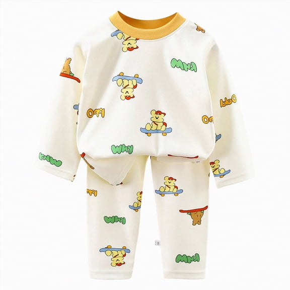 HCNTES Toddler Boy 2-piece Pajamas Sleepwear Pjs for Baby All-Weather Loungewear Outfits Set Long SleevePullover Tops and Pants Set for Kids(A01-Green,7-8 Years)