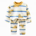 thumbnail image 1 of HCNTES Toddler Boy 2-piece Pajamas Sleepwear Pjs for Baby All-Weather Loungewear Outfits Set Long SleevePullover Tops and Pants Set for Kids(A01-Yellow,7-8 Years), 1 of 5