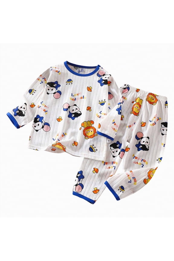 Toddler Boy 2-piece Pajamas Sleepwear Pjs for Baby Cute Soft Clothes Suit Dailywear & Loungewear Outfits Set Kids Clothing Outfits(Dark Blue,2-3 Years)