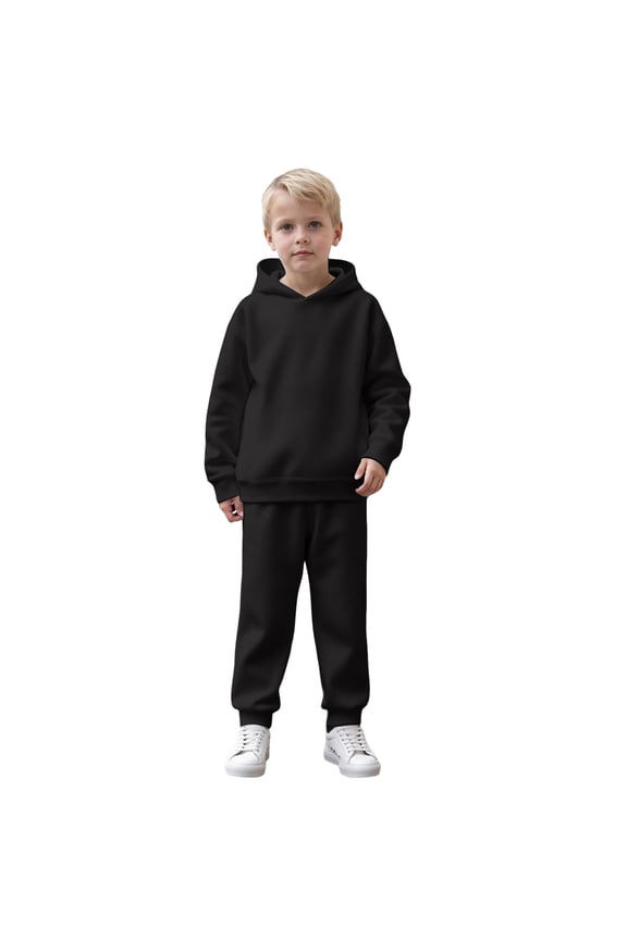 Toddler Boy Clothes Baby Boys Fall Winter Outfits Long Sleeve Patchwork Sweatshirt Pants Set(Q190-Black,5-6 Years)
