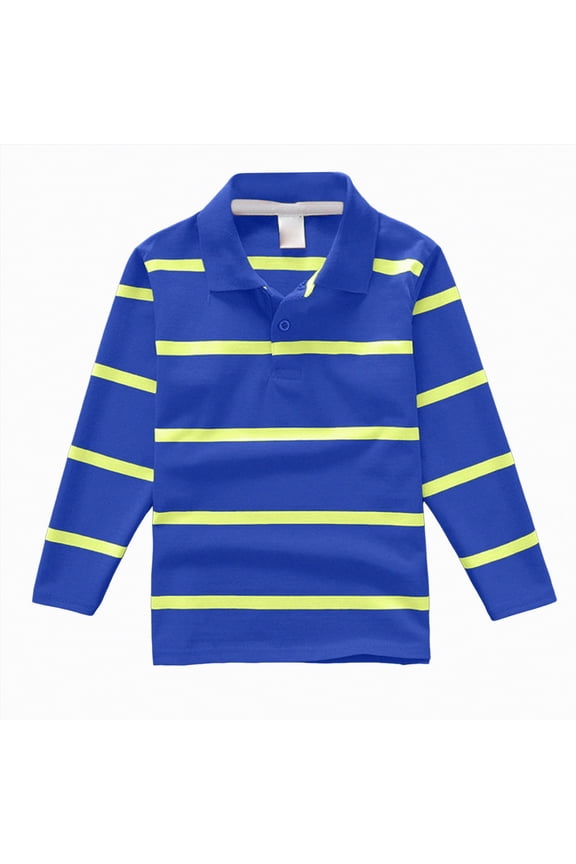 Toddler Boy Clothes Kids Polo Shirts Boys Boys' School Uniform Long Sleeve Polo Shirt, Button Closure, Comfortable Fabric A7 SHIRT(Blue,12-14 Years)