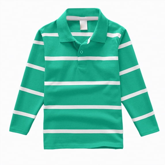HCNTES Toddler Boy Clothes Kids Polo Shirts Boys Boys' School Uniform Long Sleeve Polo Shirt, Button Closure, Comfortable Fabric A7 SHIRT(Green,12-14 Years)