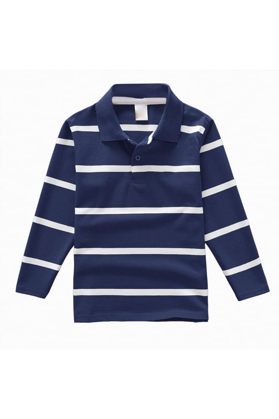Toddler Boy Clothes Kids Polo Shirts Boys Boys' School Uniform Long Sleeve Polo Shirt, Button Closure, Comfortable Fabric A7 SHIRT(Navy,6-7 Years)