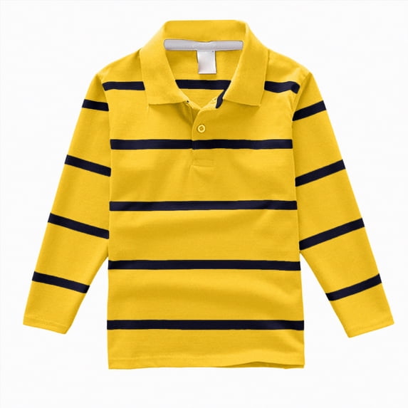 HCNTES Toddler Boy Clothes Kids Polo Shirts Boys Boys' School Uniform Long Sleeve Polo Shirt, Button Closure, Comfortable Fabric A7 SHIRT(Yellow,3-4 Years)