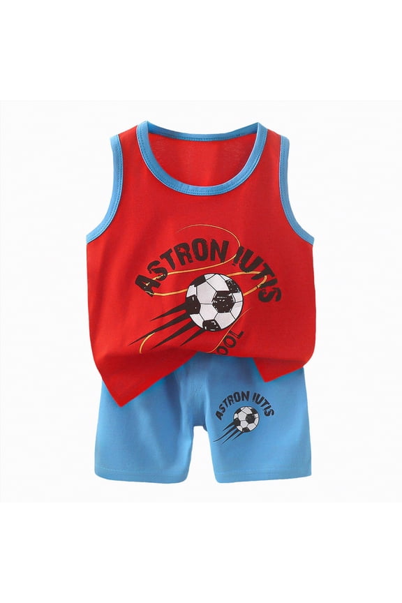 Toddler Boy Clothes Little Baby Boys Outfits 2PCS Summer Short Sleeve With Pants Clothing Set(4-5 Years,a66-Red)