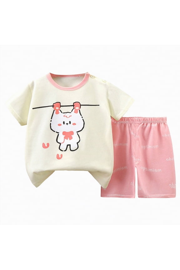 Toddler Boy Clothes Little Baby Boys Outfits 2PCS Summer Short Sleeve With Pants Clothing Set(Beige,2--3 Years)
