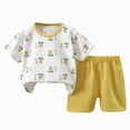 thumbnail image 1 of HCNTES Toddler Boy Clothes Little Baby Boys Outfits 2PCS Summer Short Sleeve With Pants Clothing Set(Light Yellow,3-4 Years), 1 of 5
