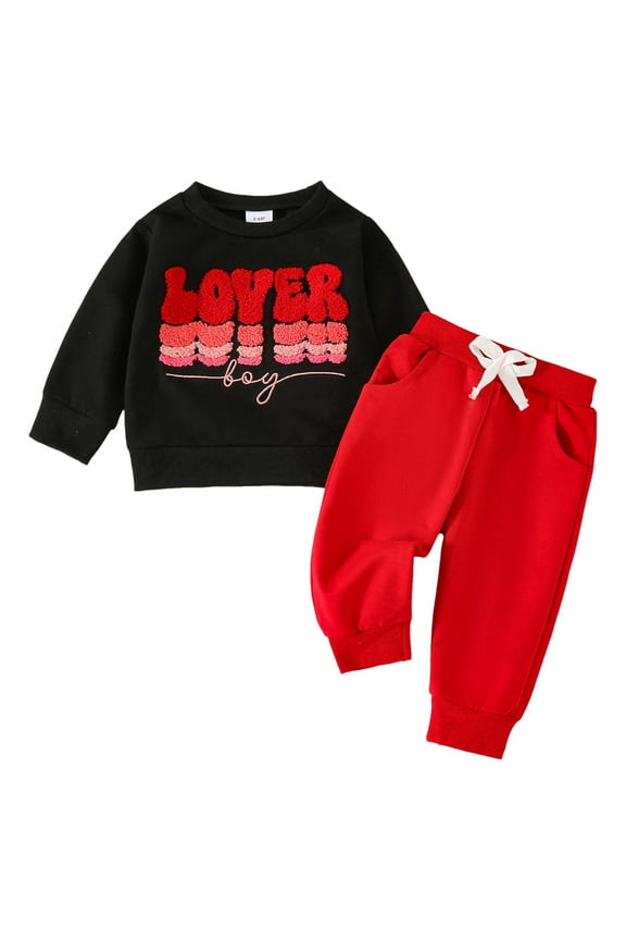 Toddler Boy Clothes Pretty Fly for A Little Guy Outfit Long Sleeve Sweatshirt Top Jogger Pants Cute Set, 2-3 Years Black