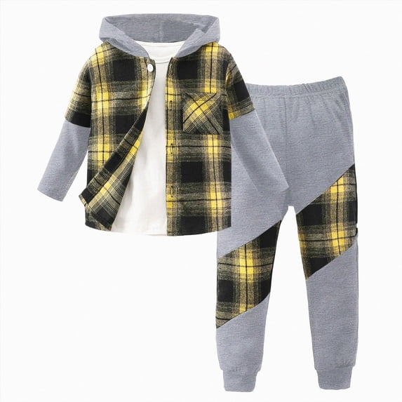 HCNTES Toddler Boy Clothes Set Long Sleeve Prints Tops Pants Kids 2Pcs Set Outfits Kids Fall Winter Clothes