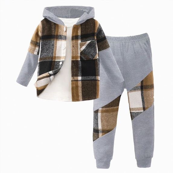 HCNTES Toddler Boy Clothes Set Long Sleeve Prints Tops Pants Kids 2Pcs Set Outfits Kids Fall Winter Clothes
