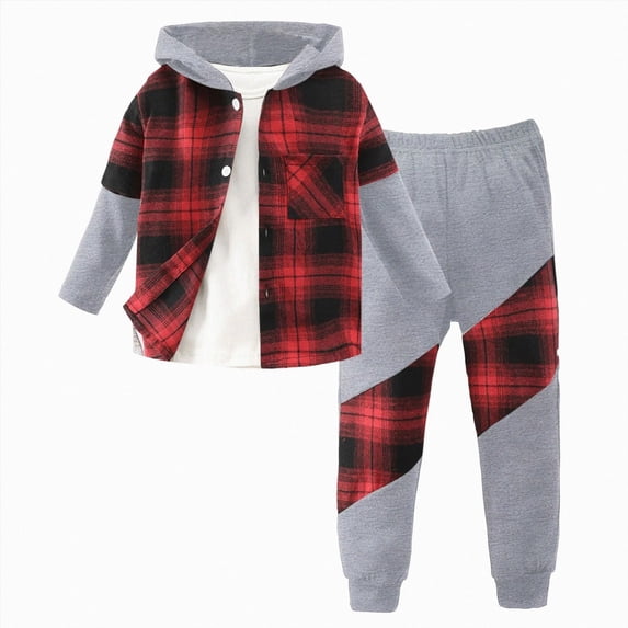 HCNTES Toddler Boy Clothes Set Long Sleeve Prints Tops Pants Kids 2Pcs Set Outfits Kids Fall Winter Clothes