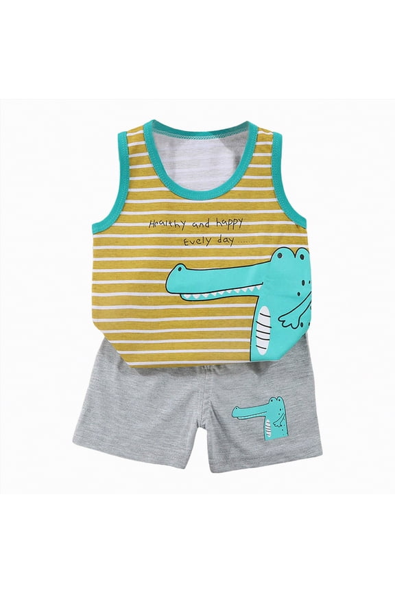 Toddler Boy Clothing Soft Car Print Cute Tank Top and short for Toddler Boy Playdates Two Piece Set