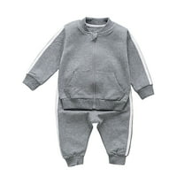 HCNTES Toddler Boy Fall Clothes 2T 3T 4T 5T Outfits Winter Long Sleeve Knitted Cotton Tops Pants Sets Contrast Color(12-18 Months,S1665-Grey)