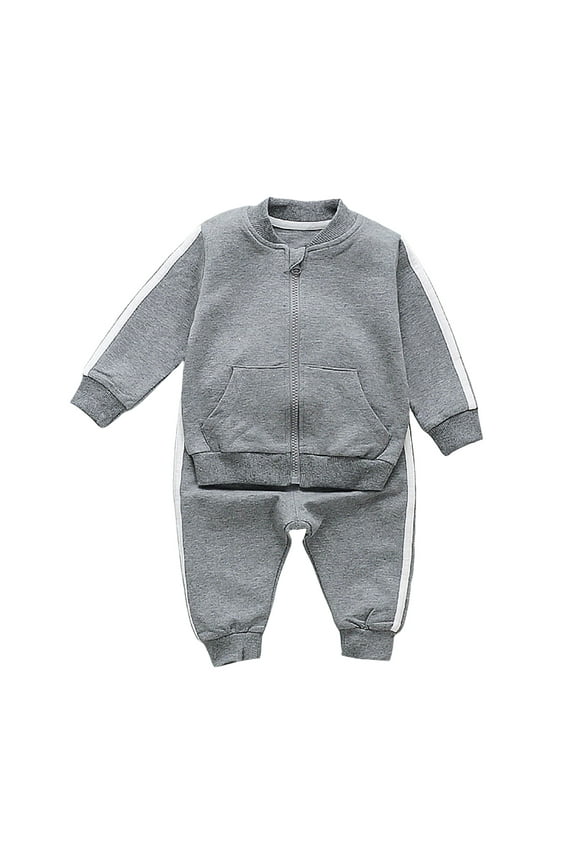Toddler Boy Fall Clothes 2T 3T 4T 5T Outfits Winter Long Sleeve Knitted Cotton Tops Pants Sets Contrast Color(12-18 Months,S1665-Grey)