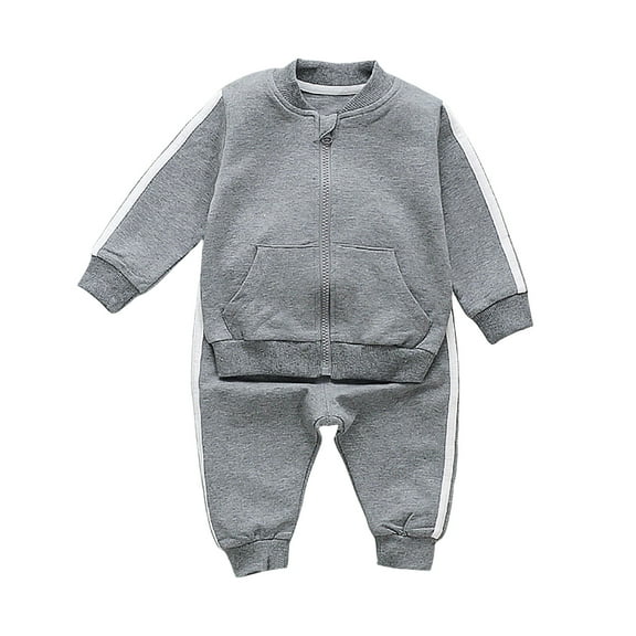 HCNTES Toddler Boy Fall Clothes 2T 3T 4T 5T Outfits Winter Long Sleeve Knitted Cotton Tops Pants Sets Contrast Color(3-4 Years,S1665-Grey)