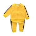 thumbnail image 1 of HCNTES Toddler Boy Fall Clothes 2T 3T 4T 5T Outfits Winter Long Sleeve Knitted Cotton Tops Pants Sets Contrast Color(7-8 Years,S1668-Yellow), 1 of 4