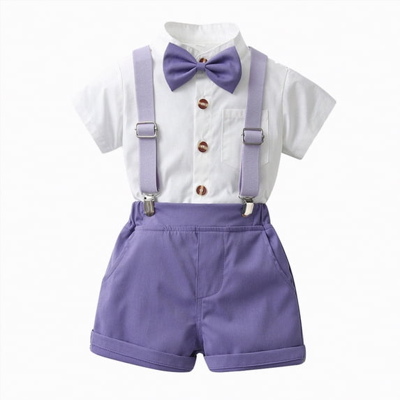 HCNTES Toddler Boy Outfit Lightweight Loose Suspender Bow Tie Set for Kid Special Occasion