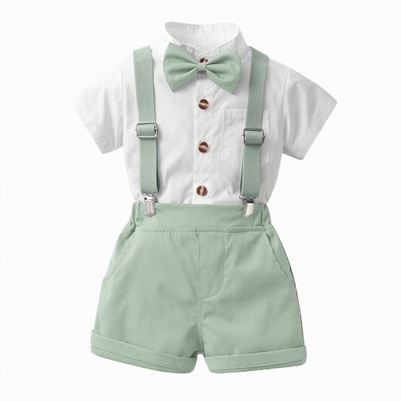 HCNTES Toddler Boy Outfit Lightweight Loose Suspender Bow Tie Set for Kid Special Occasion