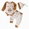 thumbnail image 1 of HCNTES Toddler Boy Winter Clothes Baby Boy Zoo Theme Outfits NEW TO THE ZOO Romper Jogger Pants Knotted Hat Set Fall Winter 0 3 6 9 12 18 Months Baby Clothes for Boy, 1 of 6