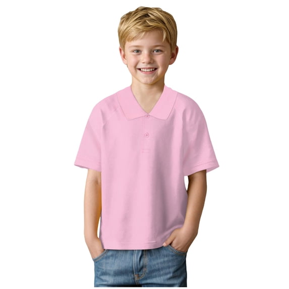 HCNTES Toddler Boy's Polo Shirt Solid Short Sleeved Pocket T Shirt Summer Kids Cotton Undershirt,12-13 Years Light Pink