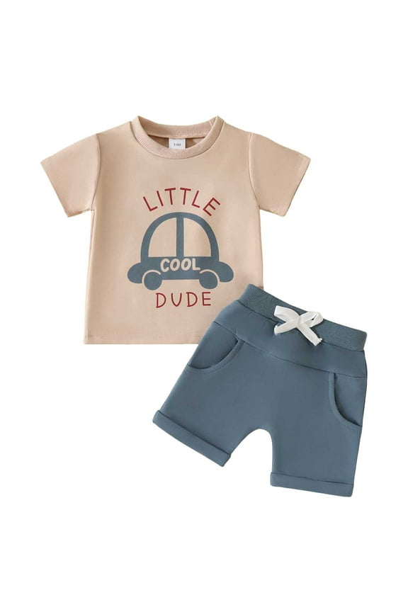 Toddler Boys' Charming Summer Attire Dinosaur Print Short Sleeve T Shirt Matched with Cargo Shorts,2-3 Years