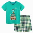 thumbnail image 1 of HCNTES Toddler Boys Clothing Sets Short Sleeve Print Tee and Plaid Shorts Set Summer Outfits Set 2 Pieces Cotton Summer Outfits, 1 of 8