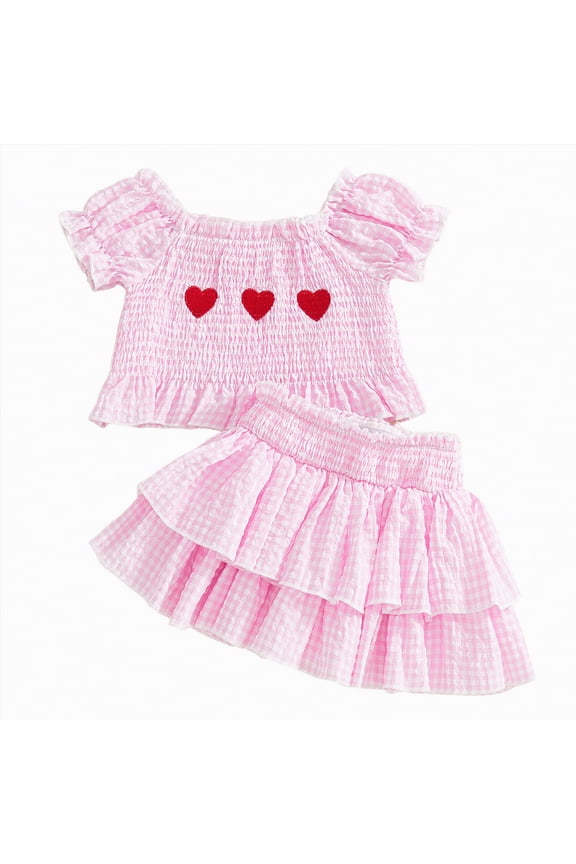 Toddler Boys Girls Fashion Outfits Set Kids Summer Short Sleeve Fashion T Shirts Tops Shorts Outfits Clothes Set(Pink,2-3 Years)