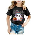 thumbnail image 1 of HCNTES Toddler Boys Girls Halloween Shirts Pumpkin T Shirt Kids Short Sleeve Cute Graphic Tee Tops(3-4 Years,O76-Black), 1 of 5