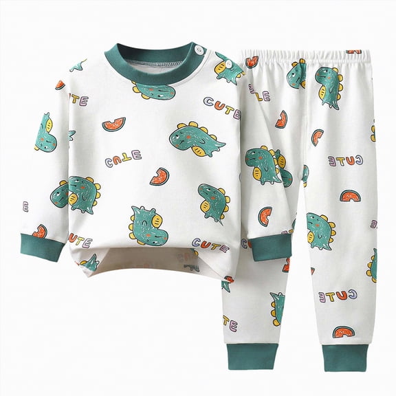 HCNTES Toddler Boys Girls Spring Fall Winter Clothes Long Sleeve Pullover Shirts   Joggers Pants Unisex Pajamas Outfits Set(D2-Green,3-4 Years)