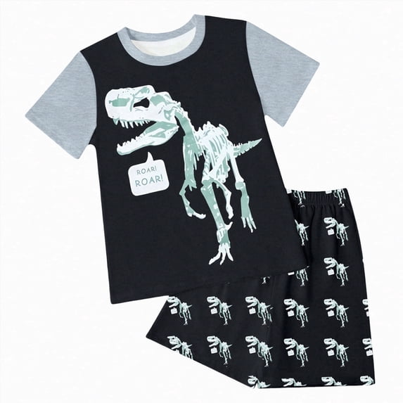 HCNTES Toddler Boys Shirts Set Dinosaur Print Casual T-Shirt Shorts Set Boys Outfits Set