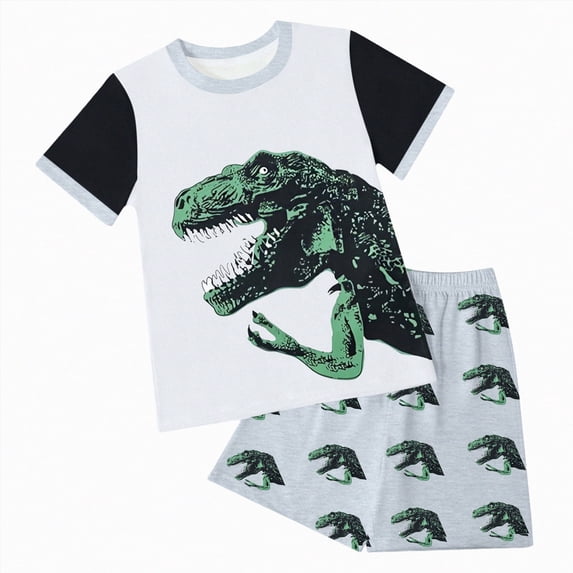 HCNTES Toddler Boys Shirts Set Dinosaur Print Casual T-Shirt Shorts Set Boys Outfits Set