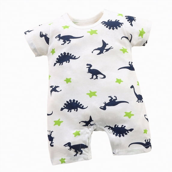 HCNTES Toddler Children Unisex Short Sleeve Jumpsuit One-Piece Bodysuit Baby Kids Light Pajamas Sleepwear Loungewear for Spring Summer(L01-Green,18-24 Months)