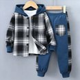 thumbnail image 1 of HCNTES Toddler Clothes For Boys 2Pcs Long Sleeve Plaid Hooded Sweatshirt Tops Jacket and Pants Winter Outfits Kids Clothes Boys Clothing Sets, 1 of 5