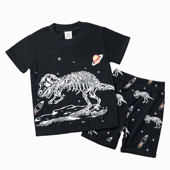 HCNTES Toddler Clothing Soft Color Block Train Print Tee & Shorts for Toddler Boy Outdoor Play