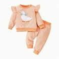 thumbnail image 1 of HCNTES Toddler Girl Boy Fall Winter Clothes Goose/ Long Sleeve Pullover Sweatshirts Pants Farm Goose Outfit(Orange#1,12-18 Months), 1 of 9