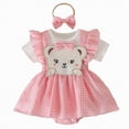 thumbnail image 1 of HCNTES Toddler Girl Clothes Newborn Infant Outfits Ruffle Romper+ Soft Pants + Cute Headband Sets for Baby Girls(Z01-Pink,6-9 Months), 1 of 9