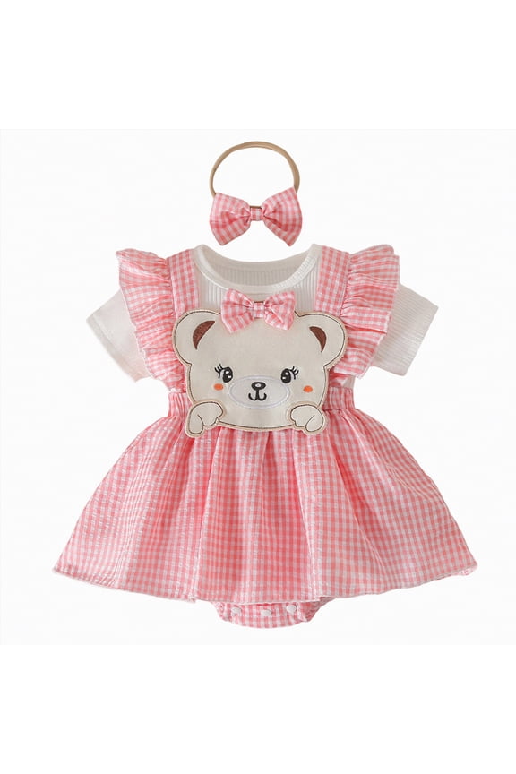 Toddler Girl Clothes Newborn Infant Outfits Ruffle Romper+ Soft Pants + Cute Headband Sets for Baby Girls(Z01-Pink,6-9 Months)