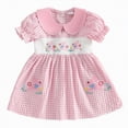 thumbnail image 1 of HCNTES Toddler Girl Easter Outfit Eggs Smocked Dress Puff Sleeve Doll Dreeses Cute Summer Clothes, 1 of 8