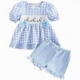 thumbnail image 1 of HCNTES Toddler Girl Easter Outfit Soft Cotton Bunny Embroidered Top and Ruffled Shorts Set 2-Piece, 1 of 7