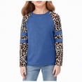 thumbnail image 1 of HCNTES Toddler Girl Shirts Ruffle Long/Short Sleeve Baby Girl T-Shirts Kids Blouse, Ribbed Toddler Girl Tee Tops(Blue,5-6 Years), 1 of 5